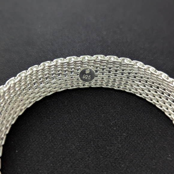 925 Sterling Silver Mesh Woven Bracelet Luxury Minimalist - Picture 3 of 4